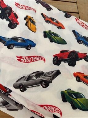 🍓 POTTERY BARN KIDS HOT WHEELS sports car muscle car TWIN FLAT SHEET